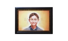 ภาพสีน้ำมัน-กรอบไม้พลาสติกสีน้ำตาล ภาพวาดสีน้ำมันเด็กชาย